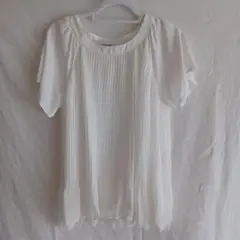 タイムセール❣️ALPHA CUBIC ホワイト プリーツ 半袖シャツ　L