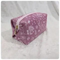 ハンドメイド♡キャラメルポーチ♡野に咲く花をイメージした可愛らしい花柄♡ピンク