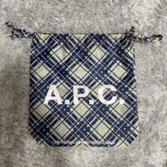 A.P.C. ノベルティ エコバッグ 巾着 リサイクル素材 総柄 ブルー系