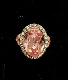 ANNA SUI リング　オーバルカット　蝶　ビジュー　ピンク　アナスイ