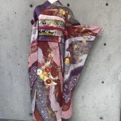 正絹 豪華絞りの振袖 金箔に刺繍金駒