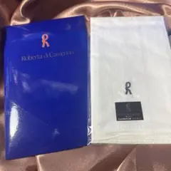 【新品未使用】ロベルタ ハンカチ 白 刺繍入り 箱付き 綿100％