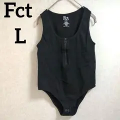 Fct【L】ブラック タンクトップ 黒 ボディスーツ インナー ハーフジップ