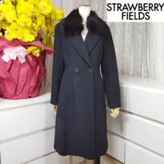 美品 M L ストロベリーフィールズ ブルーフォックス アンゴラ60% コート