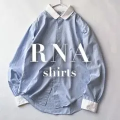 RNA アールエヌエー シャツ ブラウス コットン 綿 白 ブルー 長袖 Ｍ1