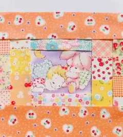 作成キット☘黄オレンジ　うさぎ☘ハローベイビー 2wayバッグポーチパッチワーク