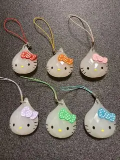 【非売品】エビアン ハローキティしずくドロップマスコット全6種ストラップ　コンプ