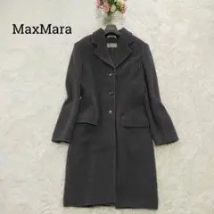 美品☆MaxMara ロングチェスターコート 銀タグ グレー ウール 38 M