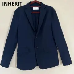 【美品】INHERIT インヘリット シアサッカー ジャケット 洗える 速乾 紺