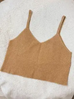 FOREVER 21 キャメルリブニットベスト L