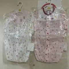 新品未使用品 魚と動物柄 ピンク ドレス&カバーオール 50-70cm2枚セット