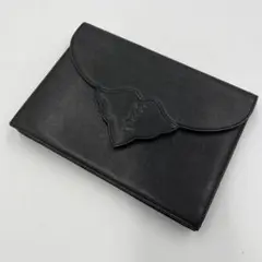 極美品 イヴサンローラン クラッチバッグ YSLロゴ サファイアーノレザー 黒