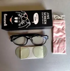 JINS×バーバパパ　メガネ＆度無し交換レンズ＆メガネ袋＆紙ケース