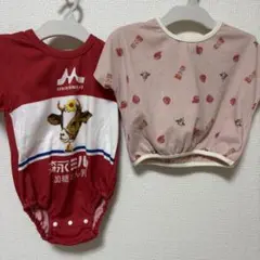 森永ミルク　ロンパース　総柄Tシャツ　2点セット　80cm