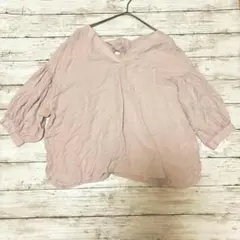 未使用【ナチュラルクチュール】七分袖ブラウス　F くすみピンク レーヨン