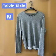Calvin Klein グレー Vネック 長袖カットソー M
