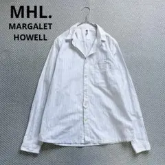 美品 MHL. マーガレットハウエル　綿麻　ストライプドシャツ　メンズM