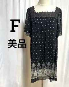 黒 ドット柄 半袖チュニック レトロ系　ミセス　美品