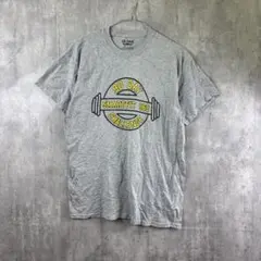 GILDANワークアウトトレーニングTシャツ/フィットネス/ビックロゴ/グレー