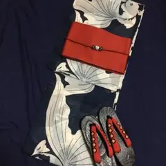★高級変わり織り浴衣★優美な金魚柄★紺色 粋な古典柄 新品 限定