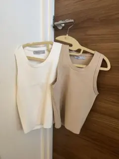 crème ニットタンクトップ 2枚セット M/S