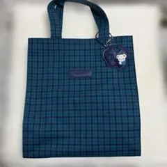 familiar トートバッグ 000 青系チェック クマチャーム付き