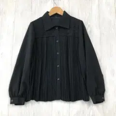 【美品】 プリーツシャツ LL相当 ブラック シンプル オシャレ