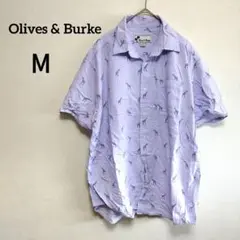 Olives & Burke【М】キリンプリント 半袖シャツ ブラウス 薄紫