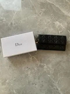 【美品】箱付 Dior カナージュレザー 長財布 黒