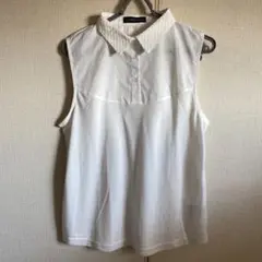 ホワイト ノースリーブポロシャツ L