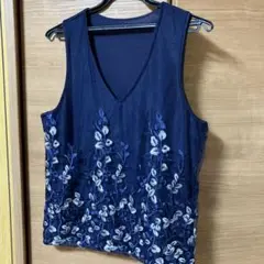 刺繍レースのベスト 二枚仕立て ハンドメイド