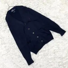 ポロラルフローレン カーディガン 刺繍ロゴ 綿100% ネイビー ゆったり S