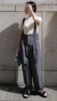 美品✨machatt マチャット　Uネックオールインワン　黒　フリーサイズ machatt マチャット Uネックオールインワン（machatt【ワイド