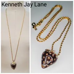 【美品】ケネスジェイレーン ゴールド イチゴ 苺 ラインストーン ネックレス Kenneth Jay Lane Strawberryラインストーン ネックレス