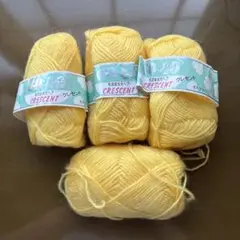 毛混並太モヘア 毛糸 イエロー 黄色 4玉セット ハンドメイド