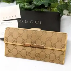 箱・ショップカード付✨グッチ GUCCI✨GGキャンバス 長財布 Wホック