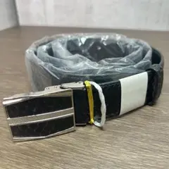 黒ヘビ柄レザーベルト シルバーバックル