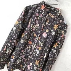 DAKS ダックス 花柄 ブラウス シャツ ブラック 42