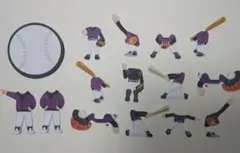 野球★紫　パープル★色紙・寄せ書き用シール12枚セット★卒業　引退　アルバム