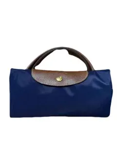 美品✨Longchamp ネイビー 紺ナイロン　レザー　トートバッグ　ロンシャン