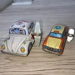 希少‼️昭和レトロ‼️ゼンマイ式ブリキ車　タクシー&救急車