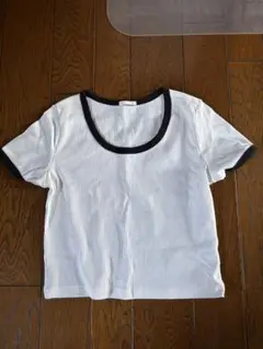 GU ホワイト リブ Tシャツ 半袖