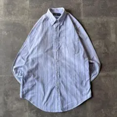 90s-00s Ralph Lauren ストライプBDシャツ M 青 A176