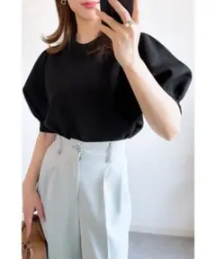 【完売品】&.NOSTALGIA パフスリーブスポンジニットトップス