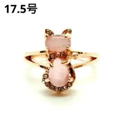 指輪リング17号ピンクゴールドジルコニアレディース猫動物かわいい綺麗上品韓国