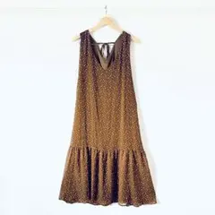 【限定セール・未使用級】チャオパニック ドット柄ノースリーブロングワンピース 茶