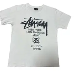 Stussy ステューシー ワールドツアー ロゴT Mサイズ 白