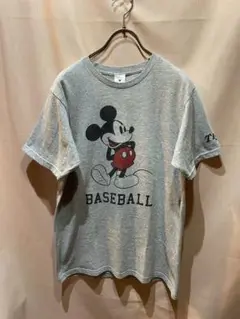 ディズニー　ミッキーマウス 野球　Tシャツ グレー　阪神タイガース