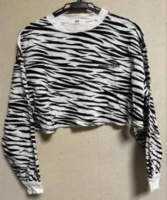 WEGO ゼブラ柄 クロップド 長袖 Tシャツ Sサイズ