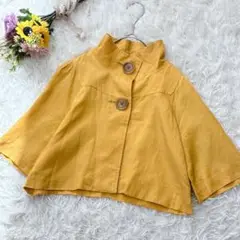 【フェイスフルファナティック】リネン混　ジャケット　クロップド丈　マスタード　Ｆ